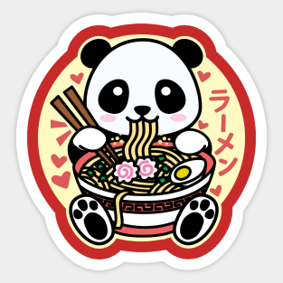 Panda Eating Ramen Cute Kawaii Design Sticker